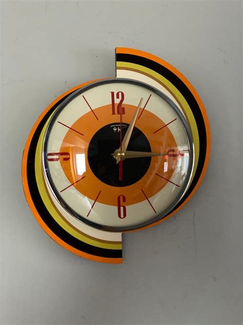 Colour Etched Spinning Meteor Formica Caravan Wall Clock From Etsy