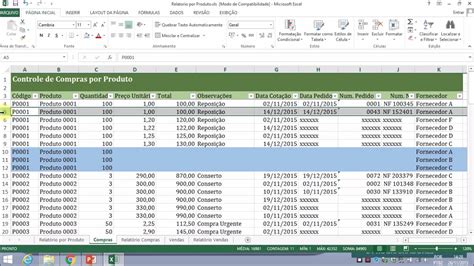 Relat Rio De Produtos Em Excel Youtube