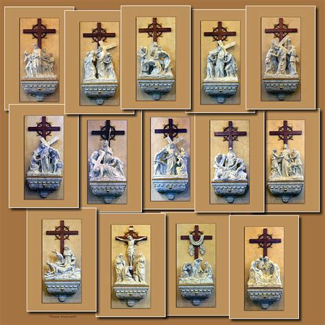A series of fourteen crosses, as along the walls of a church, typically placed above representations of the stages of jesus final sufferings and of his death and burial, visited in succession as a devotional exercise 2. Stations Of The Cross Collage Photograph by Thomas Woolworth