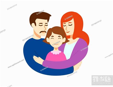 Mom And Dad Hugging Their Daughter Illustration Vector Stock Vector Vector And Low Budget