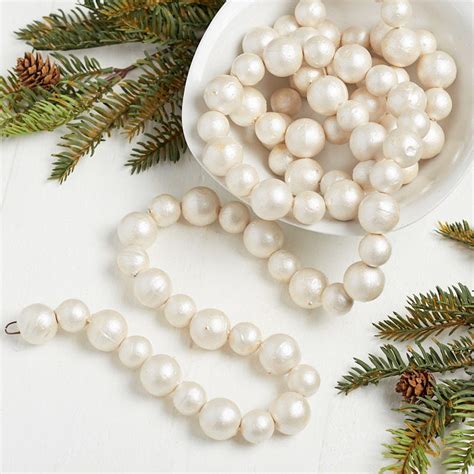 Antiqued Pearl Snowballs Garland Christmas Garlands Christmas And