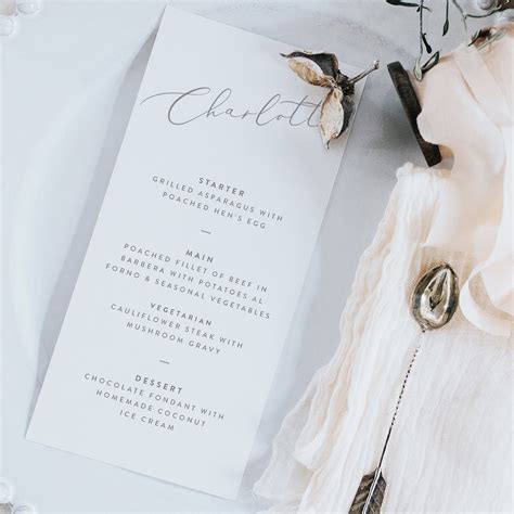 Wedding Menu With Guest Name Personalised Wedding Menu Cards Etsy