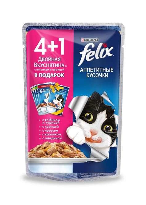 Купить влажный корм для кошек Felix Аппетитные кусочки ассорти 5 шт