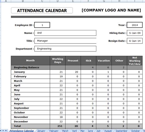 Employee Attendance Sheet Format In Excel