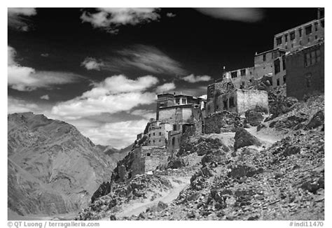 Black And White Picturephoto Perched Monastary Ladakh Jammu And