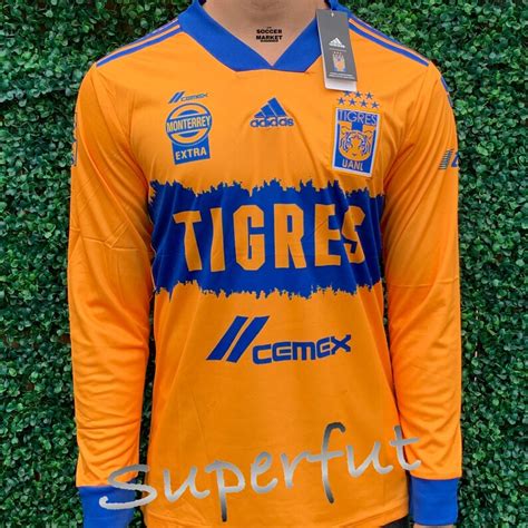 tigres uanl long sleeve home soccer jersey 2021 etsy