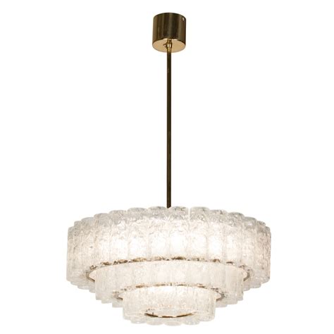 Three Tier Textured Glass Chandelier By Doria Three Rings Of Glass