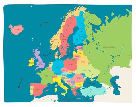 Premium Vector Colorful Hand Drawn Vector Map Of Europe