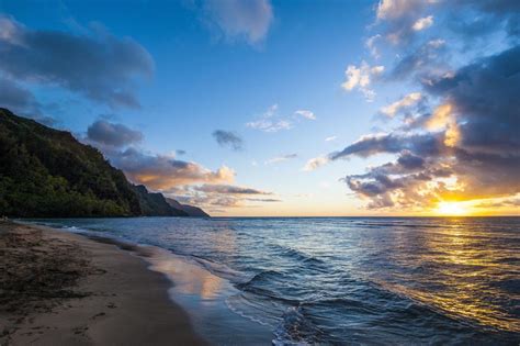 Sunset On The Napali Coast Kauai Hawaii United States Of America