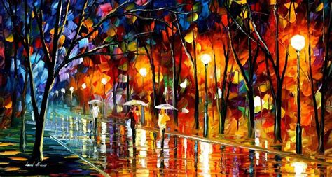 Evening Rain In The Park By Leonid Afremov Oil Painting On Canvas