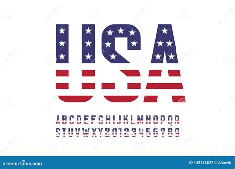 Usa Flag Font Vector Illustration 81169278