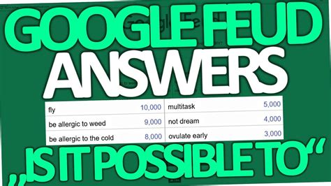 Enter a question or let it choose one for you, and the answers are pulled in real time from google's servers. Google Feud - Is it possible to have super powers? (All 10 ...