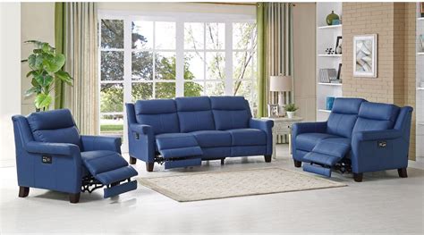 Dolce Blue Power Reclining Living Room Set From Amax Leather Coleman