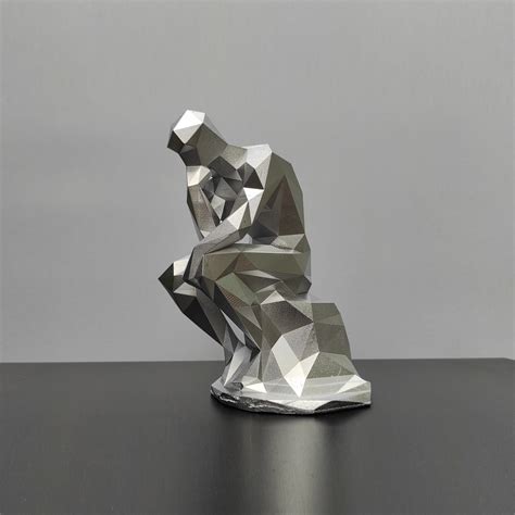 The Thinker Low Polygon Statue By Rodin Geometric Cubist Etsy