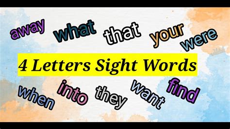 Four Letter Sight Words Four Letters Words High Frequency Words 4
