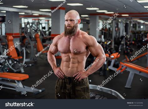 Shirtless Male Bodybuilder Posing Gym Relief Foto Stok 1513243496