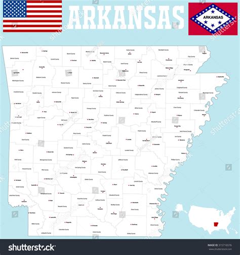 Large Map State Arkansas All Counties Stock Vector Royalty Free