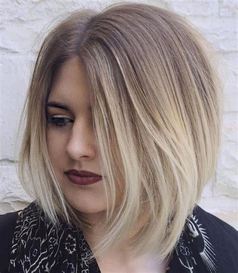 Asymmetrical Ash Blonde Ombre Bob Ombrebobhair Blonde Ombre Short Hair Hairstyles For Round