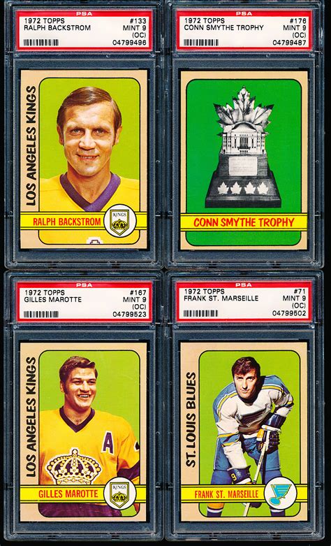 Lot Detail 1972 73 Topps Hockey 4 Diff Cards Graded Psa Mint 9 Oc