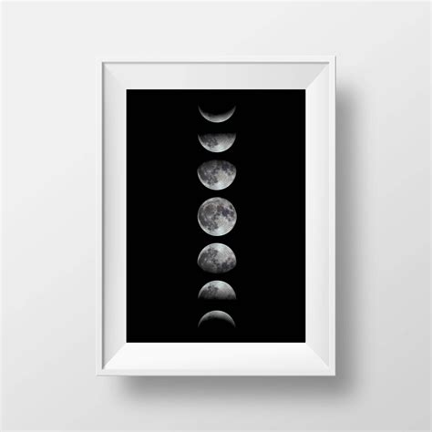 Moon Phase Print Moon Phase Wall Art Moon Phases Art Etsy