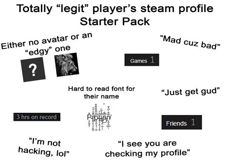 Totally Legit Players Steam Profile Starter Pack Rstarterpacks