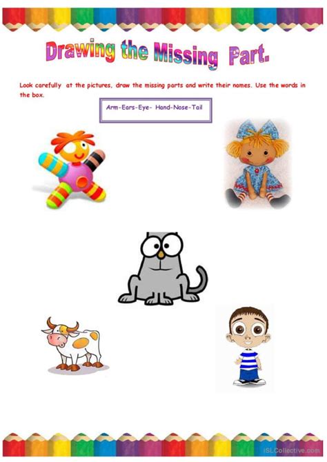 Drawing The Missing Part Pictur English Esl Worksheets Pdf And Doc