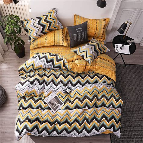 Furniture, girls bedding, boys bedding, rugs + windows Duvet Cover Set Queen Size Boho Style Chevron Striped ...