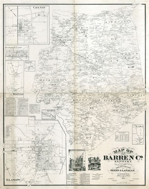 1879 Map Of Barren County Kentucky Glasgow Etsy