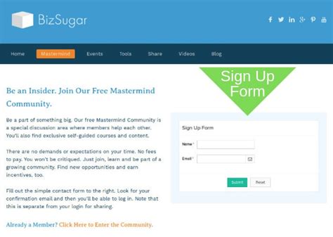 How To Log Into Bizsugar Sharing And The New Bizsugar Mastermind Group