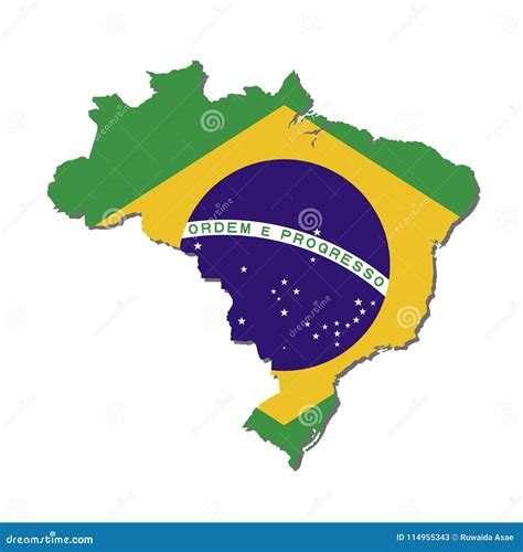 Bandiera Della Mappa Del Brasile Mappa Del Brasile Con Il Vettore