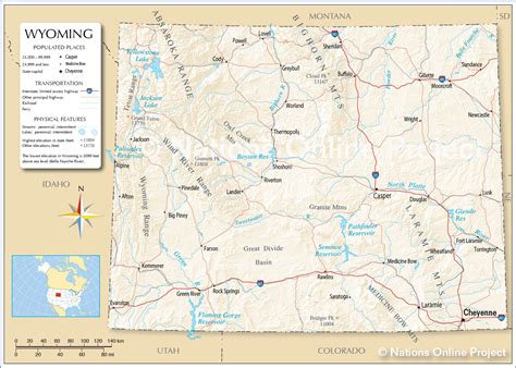 Cities In Wyoming Map Detailed Map