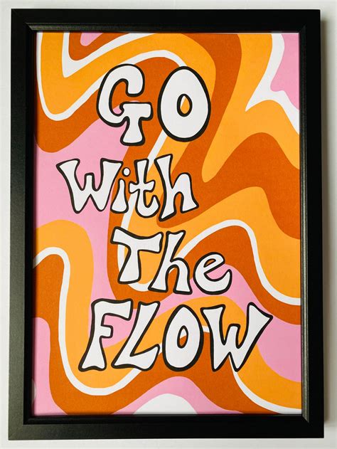 Go With The Flow Retro Inspired Art Print Hippie Indie Etsy