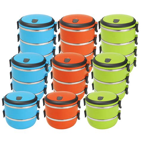 Portable Large Insulated Stainless Steel Microwavable 234 Tier Lunch