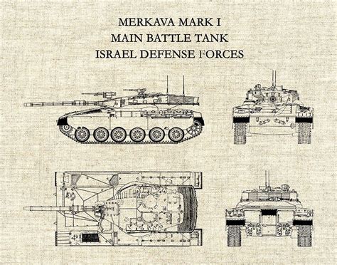 Merkava Mark I Tank Blueprint Israel Main Battle Tank 1982 Etsy