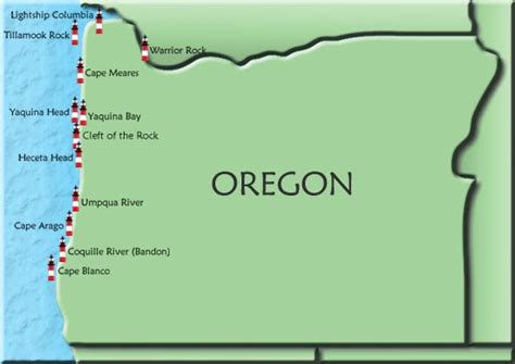 Lighthouse Ride Map Of Oregon Lighthouses