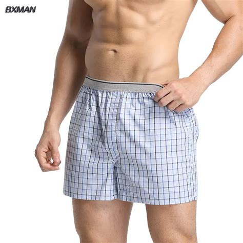 BXMAN Cotton Woven Classic Plaid Pattern Loose High Quality Men Boxer Shorts Men S