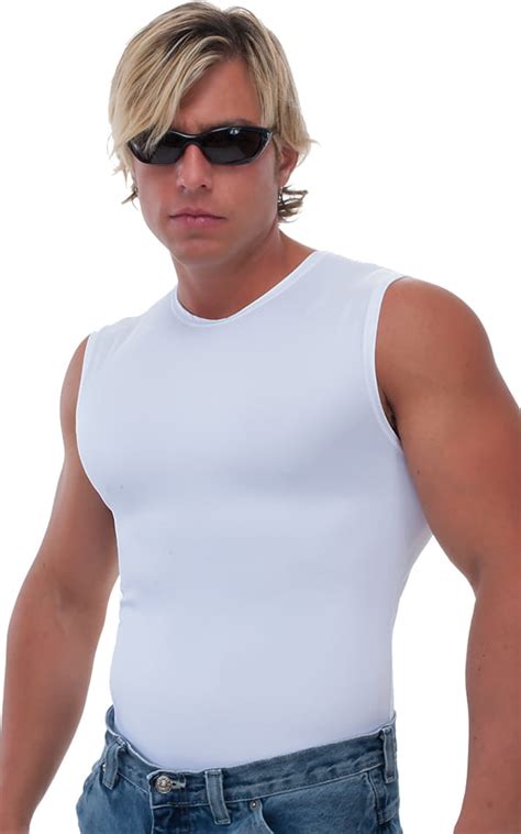 Sleeveless Lycra Muscle Tee In White
