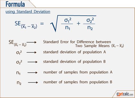 Since there are two ways to calculate the standard deviation as described here, you may need to adapt the formula above and use either stdev.p or note that stdev (the function by default) and stdev.s are equal, meaning that stdev assumes that a1:a100 (or any argument placed between. Standard Error (SE) Calculator for Mean & Proportion