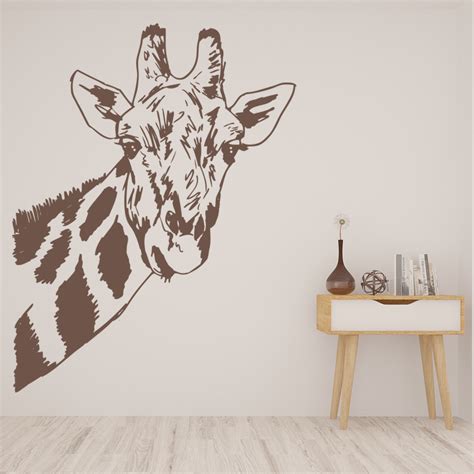 Giraffe Head Wall Sticker Safari Wild Animals Wall Decal Kids Bedroom