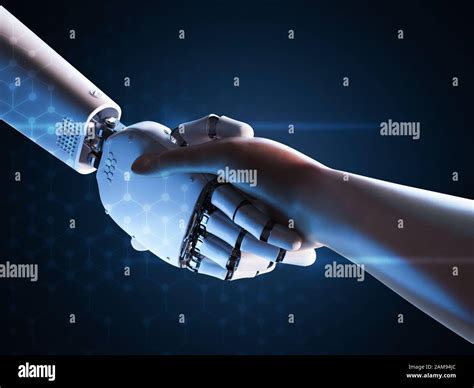 3d Rendering Robot Hand Shake With Human Stock Photo Alamy