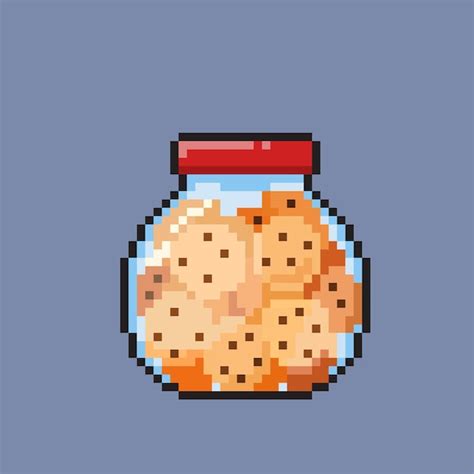 Premium Vector Cookies In A Jar With Pixel Art Style