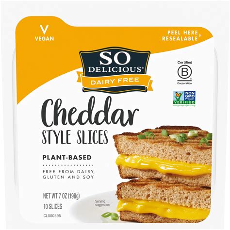 So Delicious Dairy Free Plant Based Cheddar Style Slices Shop Cheese