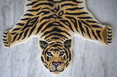 Hand Tufted Tiger Skin Wool Carpet Home Decorative Living Room Etsy