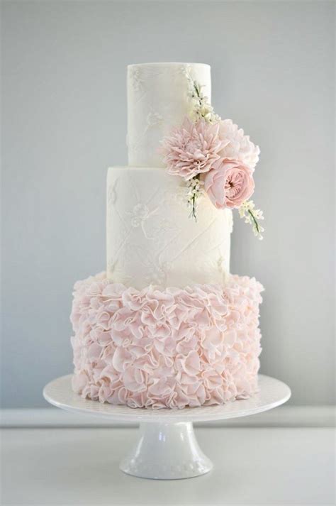 Blush Pink Ruffled Wedding Cake Pink Wedding Cake Ruffle Wedding