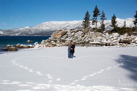 North Lake Tahoe Winter Engagement Portraits At Sand Harbor Nina