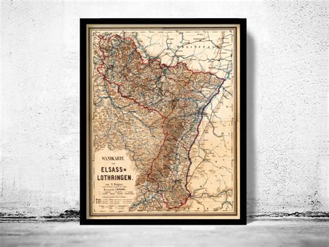 Old Map Of Alsace Lorraine Alsace Moselle 1885 Vintage Map Vintage