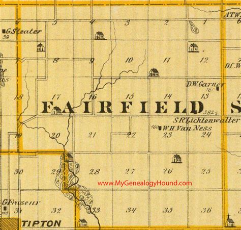 Fairfield Township Cedar County Iowa 1875 Map