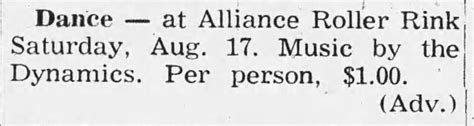 Drivin’ Dynamics, Alliance Roller Rink, Alliance, NE, August 17, 1963