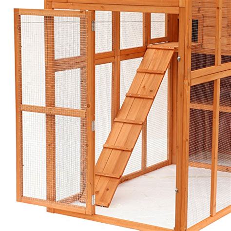 Pawhut Large Wooden Outdoor Cat House With Large Run For Play Catio