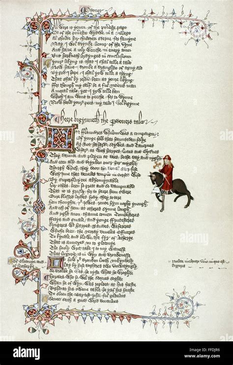 Chaucer Canterbury Tales Nthe Pardoner A Page From A Facsimile Of